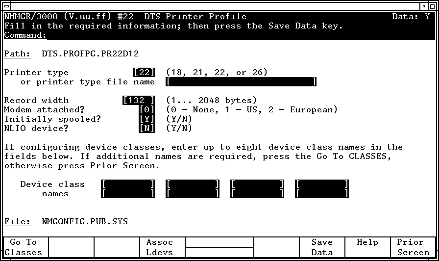 Printer Profile Screen (PC-Based)
