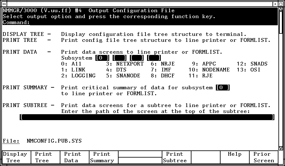 [Output Configuration File Screen]