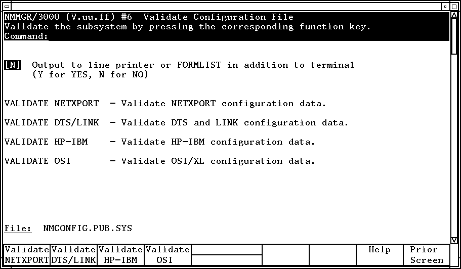 Validate Configuration File Screen
